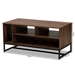Baxton Studio Flannery Modern and Contemporary Walnut Brown Finished Wood and Black Finished Metal Coffee Table - CT8006-Walnut-CT