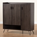 Baxton Studio Baldor Modern and Contemporary Dark Brown Finished Wood 3-Door Shoe Cabinet - MPC8022-Dark Brown-Shoe Cabinet