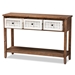 Baxton Studio Bonilla Traditional and Rustic Two-Tone White and Walnut Brown Finished Wood 3-Drawer Console Table - JY19Y008-White/Walnut-Console