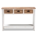 Baxton Studio Benedict Traditional Farmhouse and Rustic Two-Tone White and Oak Brown Finished Wood 3-Drawer Console Table - JY19Y1066-White/Oak-Console