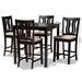 Baxton Studio Fenton Modern and Contemporary Transitional Sand Fabric Upholstered and Dark Brown Finished Wood 5-Piece Pub Set - RH338P-Sand/Dark Brown-5PC Pub Set