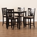 Baxton Studio Gervais Modern and Contemporary Transitional Sand Fabric Upholstered and Dark Brown Finished Wood 5-Piece Pub Set - RH339P-Sand/Dark Brown-5PC Pub Set