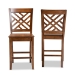 Baxton Studio Caron Modern and Contemporary Transitional Walnut Brown Finished Wood 2-Piece Counter Stool Set - RH317P-Walnut Wood Flat Seat-PC