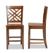 Baxton Studio Caron Modern and Contemporary Transitional Walnut Brown Finished Wood 2-Piece Counter Stool Set - RH317P-Walnut Wood Flat Seat-PC