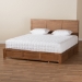 Baxton Studio Lisa Modern and Contemporary Transitional Ash Walnut Brown Finished Wood King Size 3-Drawer Platform Storage Bed - Lisa-Ash Walnut-King