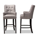 Baxton Studio Aldon Modern and Contemporary Grey Fabric Upholstered and Dark Brown Finished Wood 2-Piece Bar Stool Set - BBT5407B-Grey/Wenge-BS