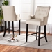 Baxton Studio Aldon Modern and Contemporary Light Beige Fabric Upholstered and Dark Brown Finished Wood 2-Piece Bar Stool Set - BBT5407B-Light Beige/Wenge-BS