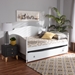 Baxton Studio Mara Cottage Farmhouse White Finished Wood Full Size Daybed with Roll-out Trundle Bed - MG0030-White-Daybed-Full