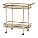 Baxton Studio Destin Modern and Contemporary Glam Brushed Gold Finished Metal and Mirrored Glass 2-Tier Mobile Wine Bar Cart - JY20A263-Gold-Cart