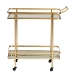 Baxton Studio Destin Modern and Contemporary Glam Brushed Gold Finished Metal and Mirrored Glass 2-Tier Mobile Wine Bar Cart - JY20A263-Gold-Cart