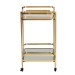 Baxton Studio Destin Modern and Contemporary Glam Brushed Gold Finished Metal and Mirrored Glass 2-Tier Mobile Wine Bar Cart - JY20A263-Gold-Cart