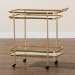 Baxton Studio Destin Modern and Contemporary Glam Brushed Gold Finished Metal and Mirrored Glass 2-Tier Mobile Wine Bar Cart - JY20A263-Gold-Cart