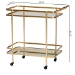 Baxton Studio Destin Modern and Contemporary Glam Brushed Gold Finished Metal and Mirrored Glass 2-Tier Mobile Wine Bar Cart - JY20A263-Gold-Cart