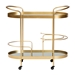 Baxton Studio Kamal Modern and Contemporary Glam Brushed Gold Finished Metal and Mirrored Glass 2-Tier Mobile Wine Bar Cart - JY20A268-Gold-Cart