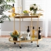 Baxton Studio Kamal Modern and Contemporary Glam Brushed Gold Finished Metal and Mirrored Glass 2-Tier Mobile Wine Bar Cart - JY20A268-Gold-Cart