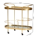 Baxton Studio Kamal Modern and Contemporary Glam Brushed Gold Finished Metal and Mirrored Glass 2-Tier Mobile Wine Bar Cart - JY20A268-Gold-Cart