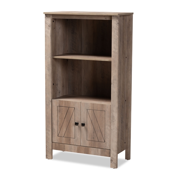 Baxton Studio Derek Modern and Contemporary Transitional Natural Oak Finished Wood 3-Tier Bookcase