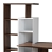 Baxton Studio Rowan Modern and Contemporary Two-Tone White and Walnut Brown Finished Wood Storage Computer Desk with Shelves - SESD8016WI-Columbia/White-Desk