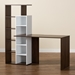 Baxton Studio Rowan Modern and Contemporary Two-Tone White and Walnut Brown Finished Wood Storage Computer Desk with Shelves - SESD8016WI-Columbia/White-Desk