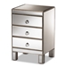 Baxton Studio Ewan Contemporary Glam and Luxe Mirrored 3-Drawer End Table