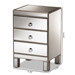 Baxton Studio Ewan Contemporary Glam and Luxe Mirrored 3-Drawer Nightstand - RXF-8645-NS