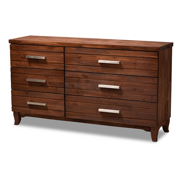 Baxton Studio Ella Modern and Contemporary Warm Oak Brown Finished Wood 6-Drawer dresser