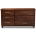 Baxton Studio Ella Modern and Contemporary Warm Oak Brown Finished Wood 6-Drawer dresser - Ella-Rain Oak-6DW-Dresser