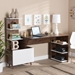 Baxton Studio Tobias Mid-Century Modern Two-Tone White and Walnut Brown Finished Wood Storage Computer Desk with Shelves - SESD8012WI-Columbia/White-Desk