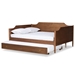 Baxton Studio Alya Classic Traditional Farmhouse Walnut Brown Finished Wood Full Size Daybed with Roll-Out Trundle Bed - MG0016-1-Walnut-Daybed-F/T
