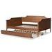 Baxton Studio Alya Classic Traditional Farmhouse Walnut Brown Finished Wood Full Size Daybed with Roll-Out Trundle Bed - MG0016-1-Walnut-Daybed-F/T