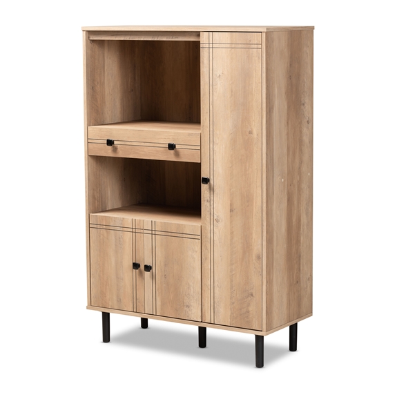 Baxton Studio Patterson Modern and Contemporary Oak Brown Finished 1-Drawer Kitchen Storage Cabinet