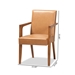 Baxton Studio Andrea Mid-Century Modern Tan Faux Leather Upholstered and Walnut Brown Finished Wood 2-Piece Armchair Set - BBT5267-Tan/Walnut-Chair