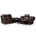 Baxton Studio Byron Modern and Contemporary Dark Brown Faux Leather Upholstered 2-Piece Reclining Living Room Set - RR7460-Dark Brown-2PC Living Room Set
