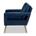 Baxton Studio Leland Glam and Luxe Navy Blue Velvet Fabric Upholstered and Gold Finished Armchair - TSF-6729-Navy Blue/Gold-CC