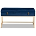 Baxton Studio Aliana Glam and Luxe Navy Blue Velvet Fabric Upholstered and Gold Finished Metal Large Storage Ottoman - JY19B-051L-Navy Blue Velvet/Gold-Otto
