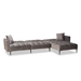 Baxton Studio Galena Contemporary Glam and Luxe Grey Velvet Fabric Upholstered and Black Finished Metal Sleeper Sectional Sofa with Right Facing Chaise - RDS-S0019L-Grey Velvet/Black-RFC