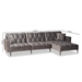 Baxton Studio Galena Contemporary Glam and Luxe Grey Velvet Fabric Upholstered and Black Finished Metal Sleeper Sectional Sofa with Right Facing Chaise - RDS-S0019L-Grey Velvet/Black-RFC