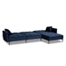 Baxton Studio Galena Contemporary Glam and Luxe Navy Blue Velvet Fabric Upholstered and Black Metal Sectional Sofa with Right Facing Chaise - RDS-S0019L-Navy Blue Velvet/Black-RFC