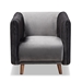 Baxton Studio Beacher Modern and Contemporary Grey Velvet Fabric Upholstered and Walnut Brown Finished Wood Armchair - RDS-S0020-1S-Grey Velvet/Walnut-CC