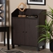 Baxton Studio Rossin Modern and Contemporary Dark Brown Finished Wood 2-Door Entryway Shoe Storage Cabinet with Top Shelf - ATSC1614-Modi Wenge-Shoe Cabinet