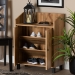 Baxton Studio Rossin Modern and Contemporary Oak Brown Finished Wood 2-Door Entryway Shoe Storage Cabinet with Top Shelf - ATSC1614-Wotan Oak-Shoe Cabinet