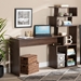 Baxton Studio Foster Modern and Contemporary Walnut Brown Finished Wood Storage Desk with Shelves - SESD8014WI-Columbia-Desk