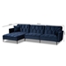 Baxton Studio Galena Contemporary Glam and Luxe Navy Blue Velvet Fabric Upholstered and Black Metal Sectional Sofa with Left Facing Chaise - RDS-S0019L-Navy Blue Velvet/Black-LFC