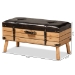 Baxton Studio Amena Rustic Transitional Dark Brown PU Leather Upholstered and Oak Finished Wood Large Storage Ottoman - DE03A-5282-Brown-Otto-Large