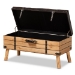 Baxton Studio Amena Rustic Transitional Dark Brown PU Leather Upholstered and Oak Finished Wood Large Storage Ottoman - DE03A-5282-Brown-Otto-Large