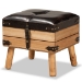 Baxton Studio Amena Rustic Transitional Dark Brown PU Leather Upholstered and Oak Finished Wood Small Storage Ottoman