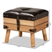 Baxton Studio Amena Rustic Transitional Dark Brown PU Leather Upholstered and Oak Finished Wood Small Storage Ottoman - DE03A-5282-Brown-Otto-Small