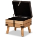 Baxton Studio Amena Rustic Transitional Dark Brown PU Leather Upholstered and Oak Finished Wood Small Storage Ottoman - DE03A-5282-Brown-Otto-Small