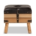 Baxton Studio Amena Rustic Transitional Dark Brown PU Leather Upholstered and Oak Finished Wood Small Storage Ottoman - DE03A-5282-Brown-Otto-Small
