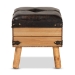 Baxton Studio Amena Rustic Transitional Dark Brown PU Leather Upholstered and Oak Finished Wood Small Storage Ottoman - DE03A-5282-Brown-Otto-Small